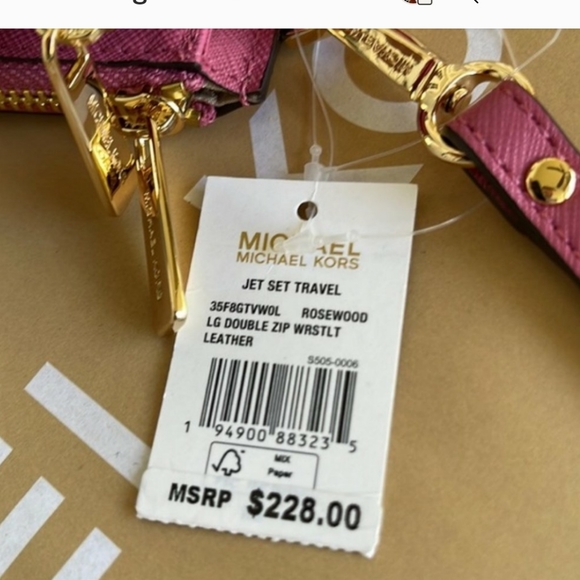 NWOT Michael Kors Jet Set double zip saffiano leather burgundy wallet/clutch - Picture 12 of 13